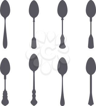 Set of spoon silhouette isolated vector illustration