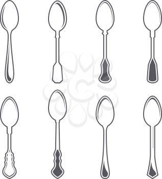 Set of eight tablespoons isolated on white vector illustration