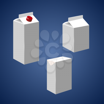Juice milk blank white carton boxes packages isolated icons vector illustration