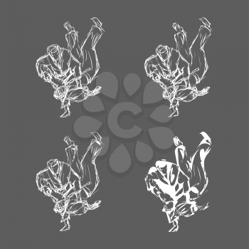 Hand Drawn Judo Throw Isolated Vector Illustration