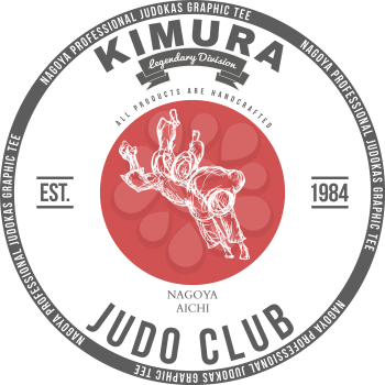 Judo club t-shirt graphics label vector illustration