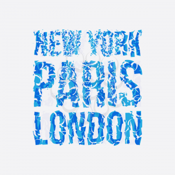 Capital New York Paris London typography, t-shirt graphics, vectors