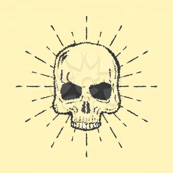 Skull with sunburst isolated on white background vector illustration