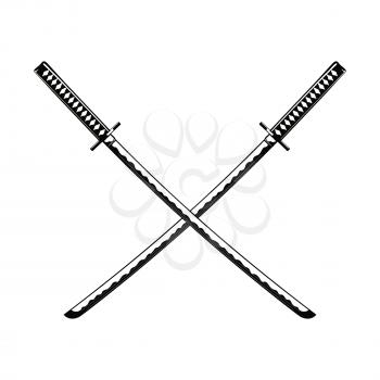 Crossed Samurai Swords isolated on white background Vector illustration