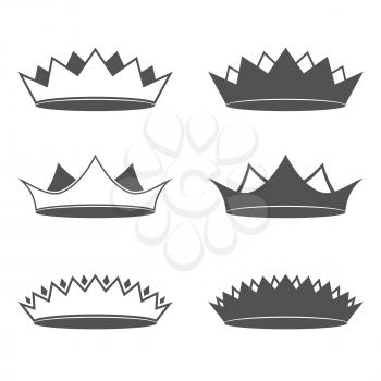 Set of six Crown Isolated Vector illustration