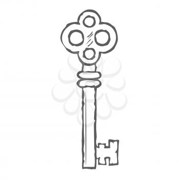 Hand Drawn Key isolated on white background vector illustration