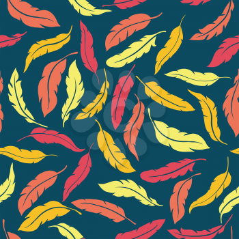 Abstract Colorful Seamless Feathers Pattern Vector Illustration