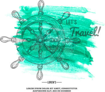 Travel Background. Anchor on Watercolor mark Vector illustration