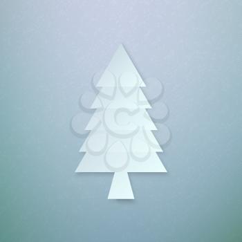 Abstract Paper Chrismas Tree on Colorful Background Vector illustration