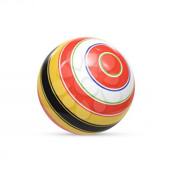 Striped ball. 3d Sphere with Texture. Ball isolated on white background. Vector illustration