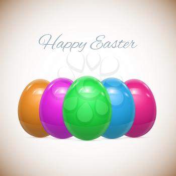 Five Easter Eggs Isolated on White Set Vector illustration