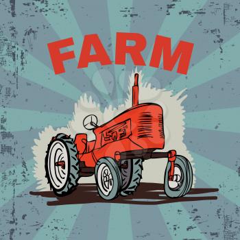 Farm Tractor Grunge Illustration T-shirt Print Design Vector illustration