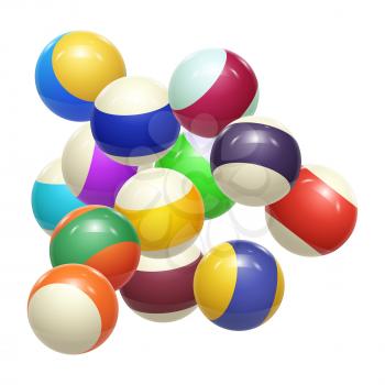 Colorful Striped balls. 3d Spheres. Balls isolated on white background. Vector illustration