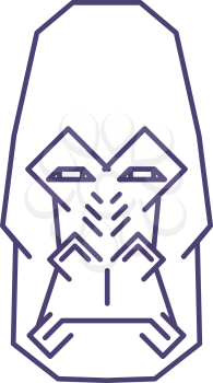 Abstract Gorilla Head lineart on White Backround. Vector illustration