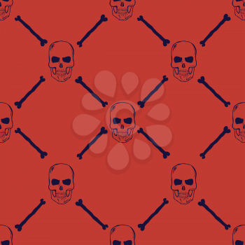 Skulls and Bones Seamless Pattern. Vector illustration