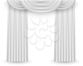 White curtains on a white background. Vector illustration