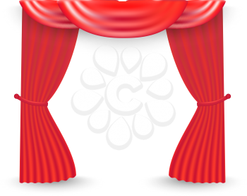 Red curtains on a white background. Vector illustration