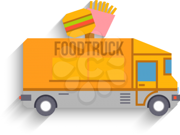 Colorful Food Truck, Flat Design, Vector illustration
