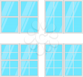 Windows set isolated on white background. Vector illustration