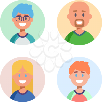 Set of flat design characters icons. Vector illustration