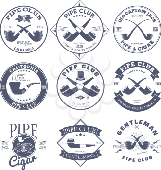 Set of Pipe Club Label and Badges Design Elements. Vector illustration