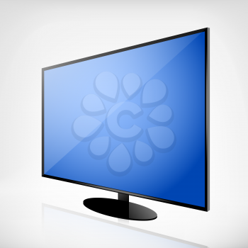Metallic TV plasma with blue screen and reflection