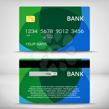 Templates of credit cards design with ellipsoids background, Isolated vector