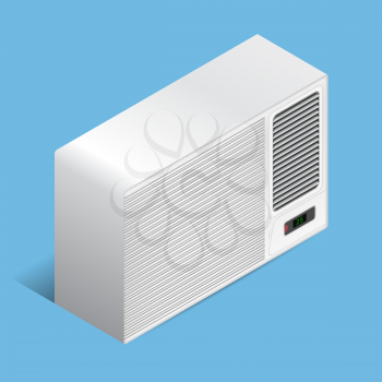 White airconditioner for medium room, isometric vector illustration