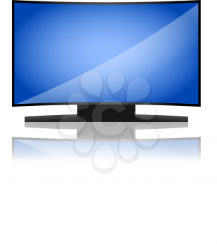 Curved plasma of led tv with black case and blue shiny screen