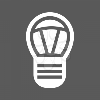white electric bulb icon on a black background