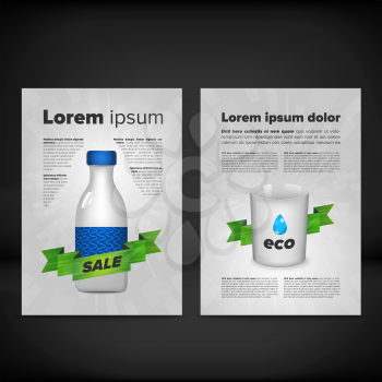 Sale flayer template with bottle and cup. Two sides.