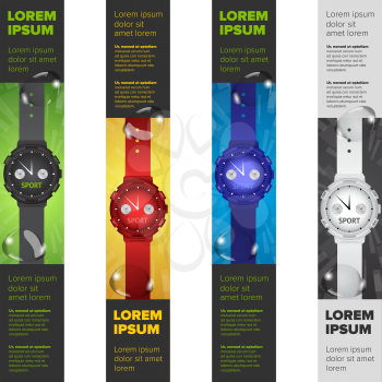 Banners set with color watches on an abstract backglound