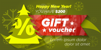 New year gift voucher with abstract green background