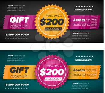 Black and slate gray Gift voucher template with decorative elements