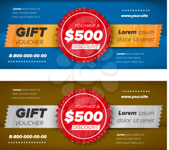 Blue and brown Gift voucher template with decorative elements