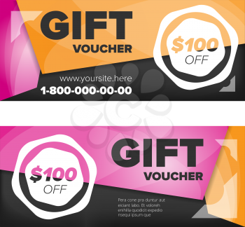 Gift voucher template with abstract color background