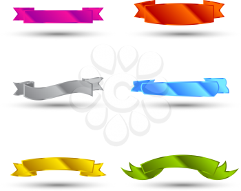 Colored different shapes Ribbons set with shadows