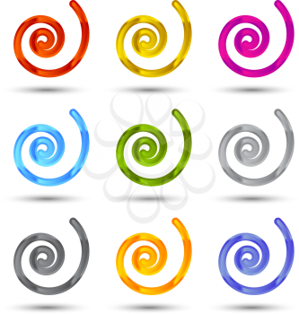 Set of spiral and swirls logo design elements, icons, symbols and signs.