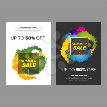 Summer sale leaflet design with bright colored icon