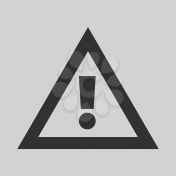 Black warning sign on a gray background