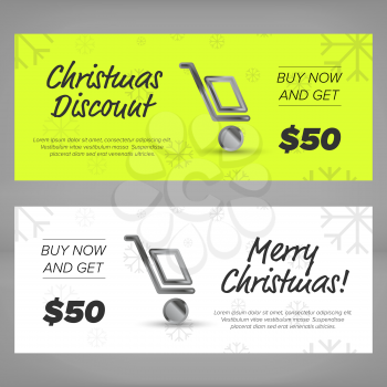 Christmas sales banners with green and white background