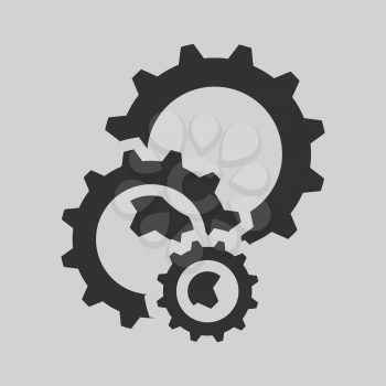 black cogs gears on a gray background