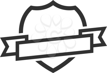 black shield with an attached ribbon icon