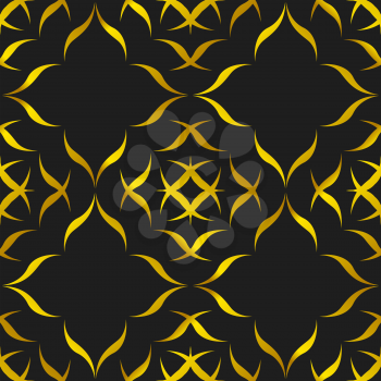 Abstract Golden Seamless pattern on a black background