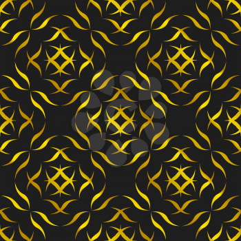 Abstract Golden Seamless pattern on a black background