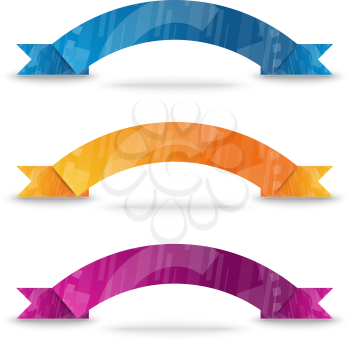 Color ribbon set with abstract backgrounds and shadows