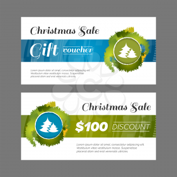 Gift voucher with christmas sale and white background