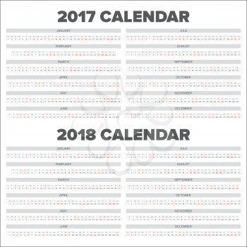 Calendar 2017 2018 templates with white background