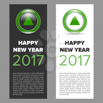 New year 2017 banner with black and white background