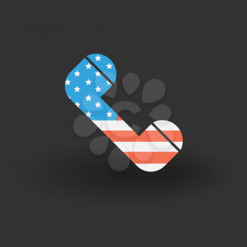 Telephone, mobile phone icon with USA flag background